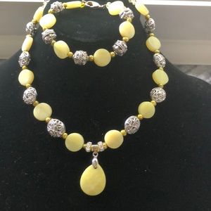 Lime green and yellow gemstone set-silver findings